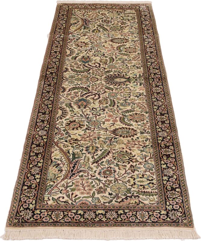 Kashmir Orientteppich 96 × 295 cm, Seide, handgeknüpft