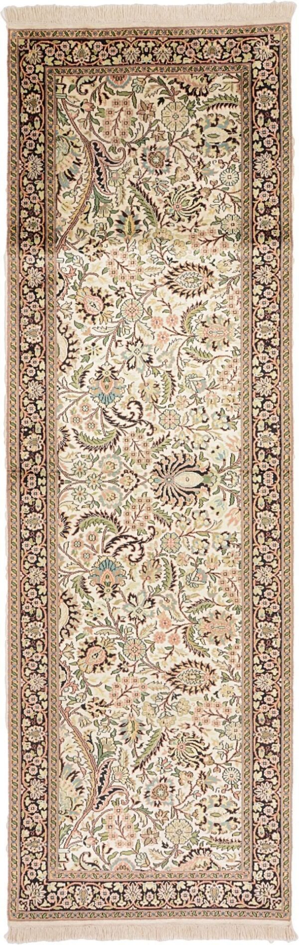 Kashmir Orientteppich 96 × 295 cm, Seide, handgeknüpft