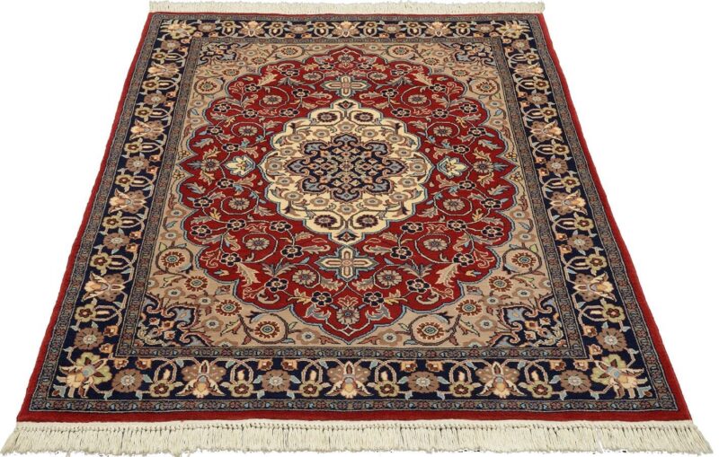 Kirman Orientteppich 123 × 184 cm, Schurwolle-Seide, handgeknüpft