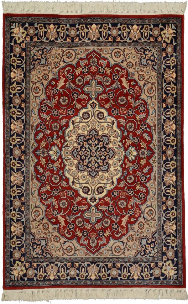 Kirman Orientteppich 123 × 184 cm, Schurwolle-Seide, handgeknüpft