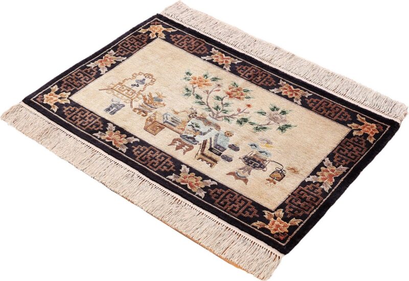 Peking Orientteppich 60 × 93 cm, Seide, handgeknüpft