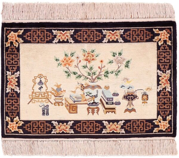 Peking Orientteppich 60 × 93 cm, Seide, handgeknüpft