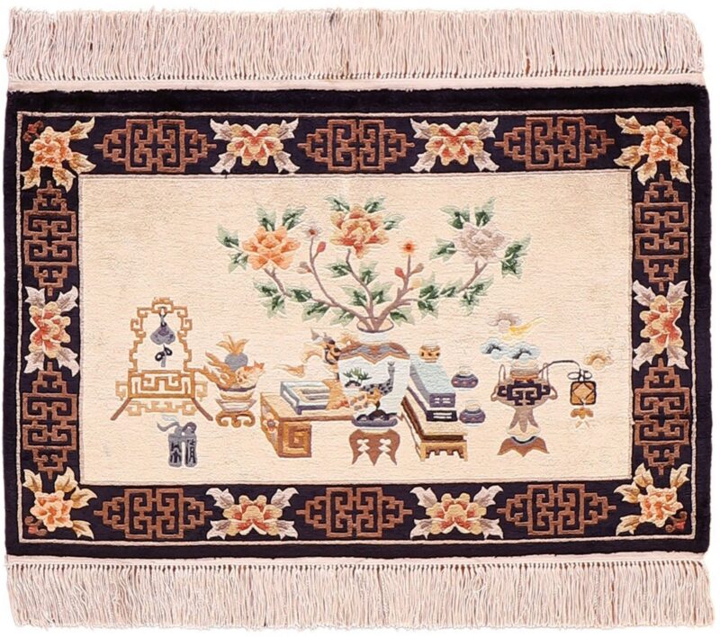 Peking Orientteppich 60 × 93 cm, Seide, handgeknüpft