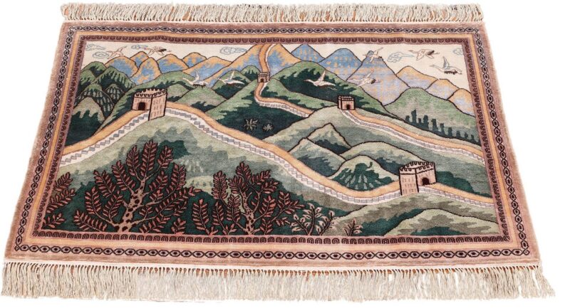 Peking Orientteppich 65 × 90 cm, Seide, handgeknüpft