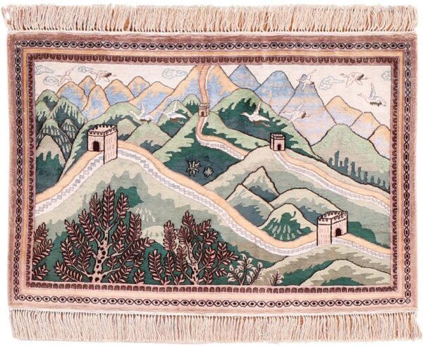 Peking Orientteppich 65 × 90 cm, Seide, handgeknüpft