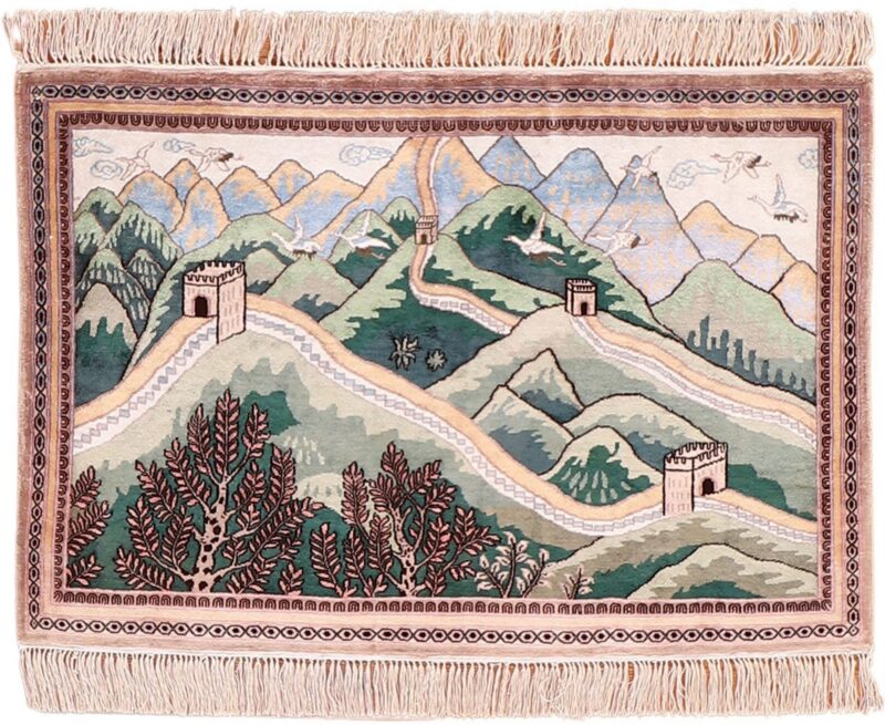 Peking Orientteppich 65 × 90 cm, Seide, handgeknüpft