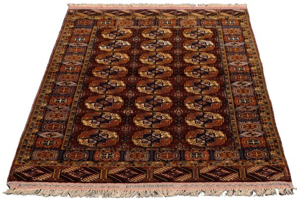 Turkmen Orientteppich 114 × 169 cm, Schurwolle-Seide, handgeknüpft