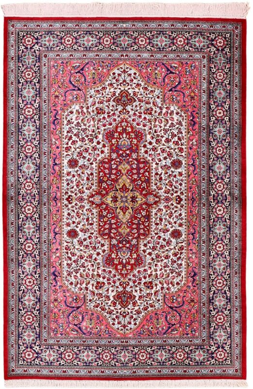 Ghom Perserteppich 100 × 140 cm, Seide, handgeknüpft