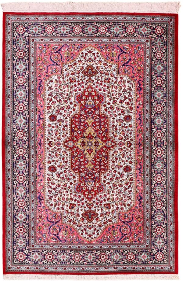 Ghom Perserteppich 100 × 140 cm, Seide, handgeknüpft