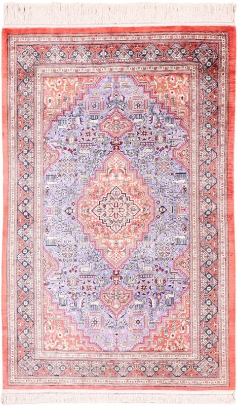 Ghom Perserteppich 100 × 154 cm, Seide, handgeknüpft