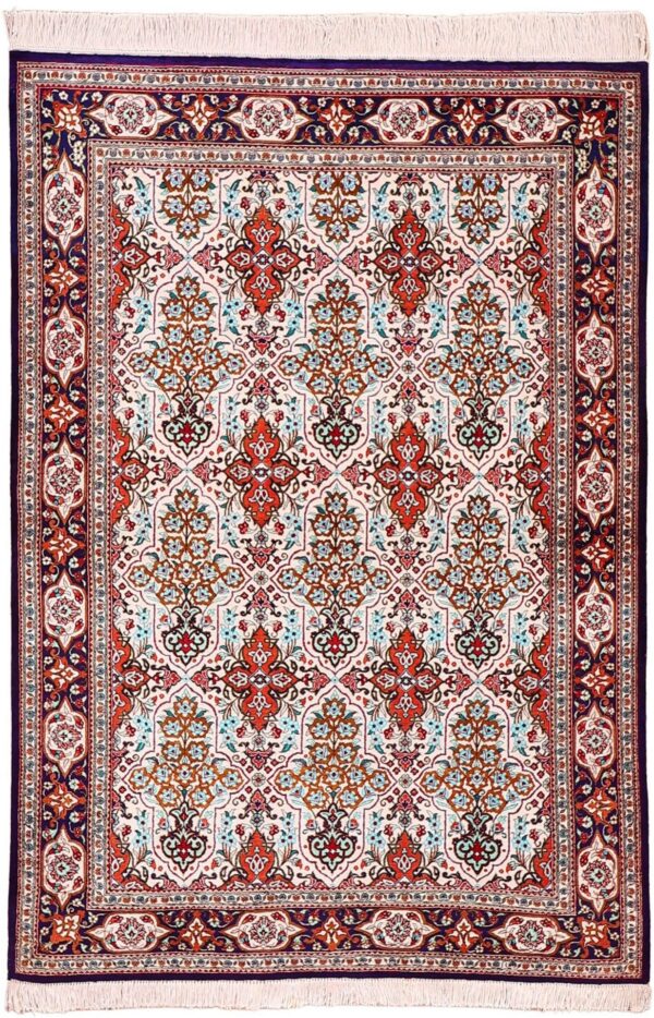 Ghom Perserteppich 104 × 149 cm, Seide, handgeknüpft