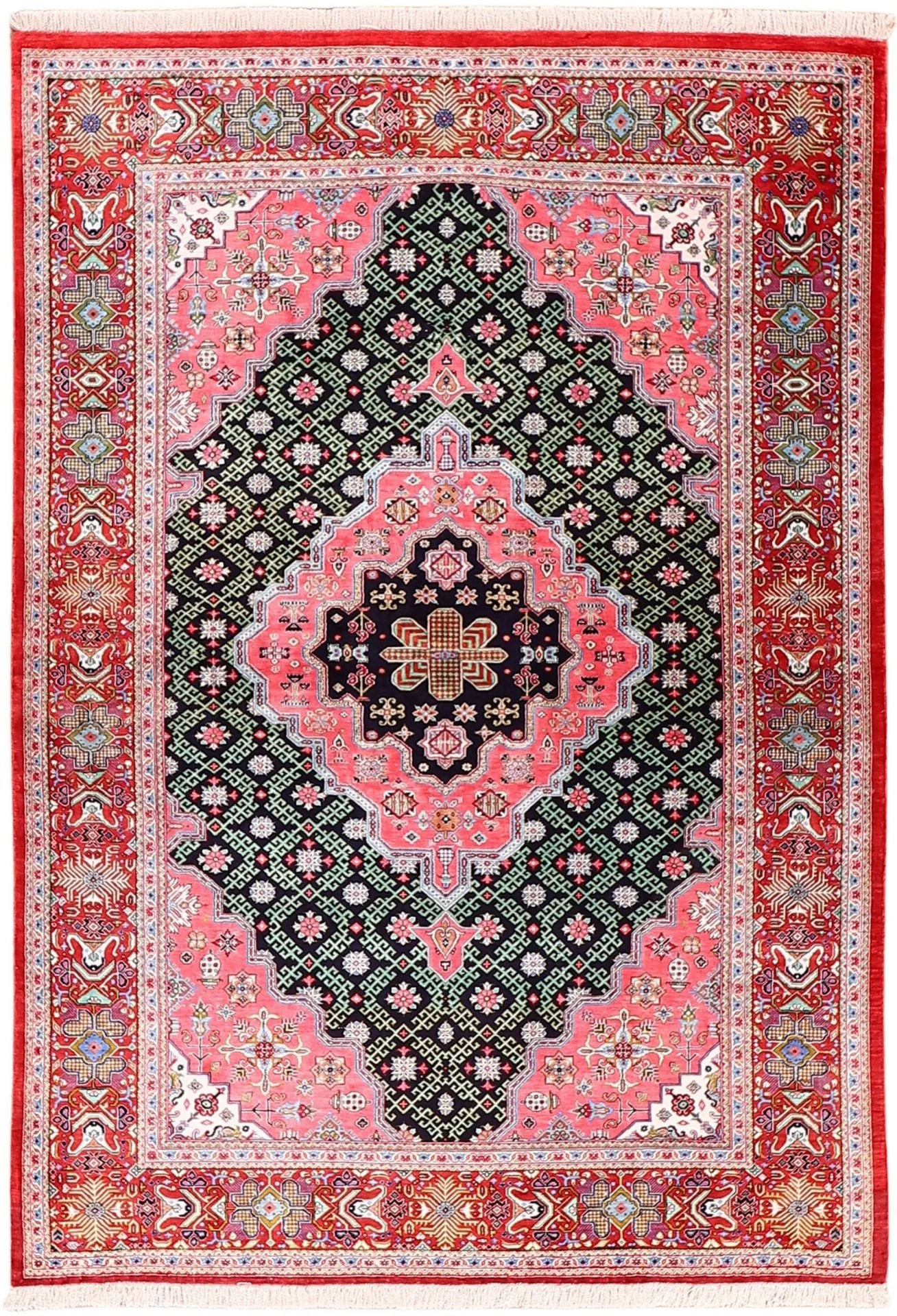 Ghom Perserteppich 105 × 152 cm, Seide, handgeknüpft