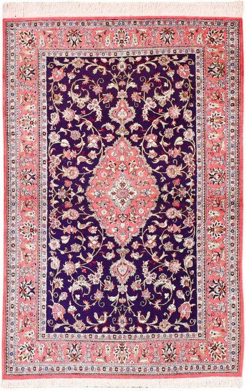 Ghom Perserteppich 105 × 160 cm, Seide, handgeknüpft exklusiv