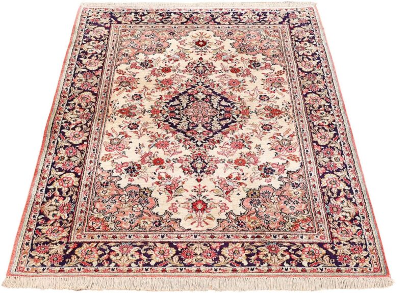 Ghom Perserteppich 109 × 149 cm, Seide, handgeknüpft exklusiv