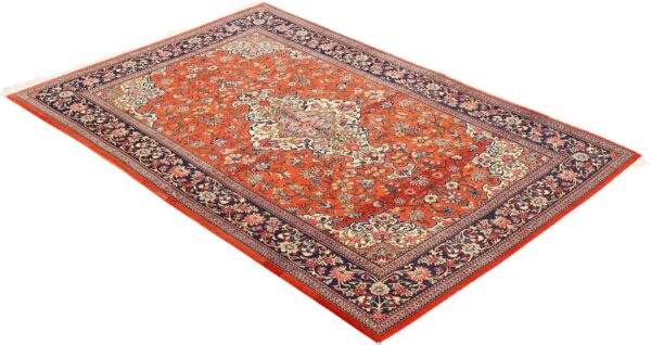 Ghom Perserteppich 135 × 200 cm, Schurwolle-Seide, handgeknüpft