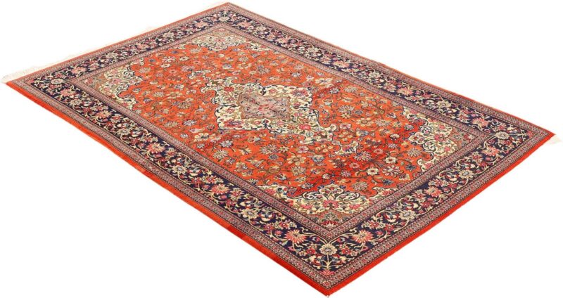 Ghom Perserteppich 135 × 200 cm, Schurwolle-Seide, handgeknüpft