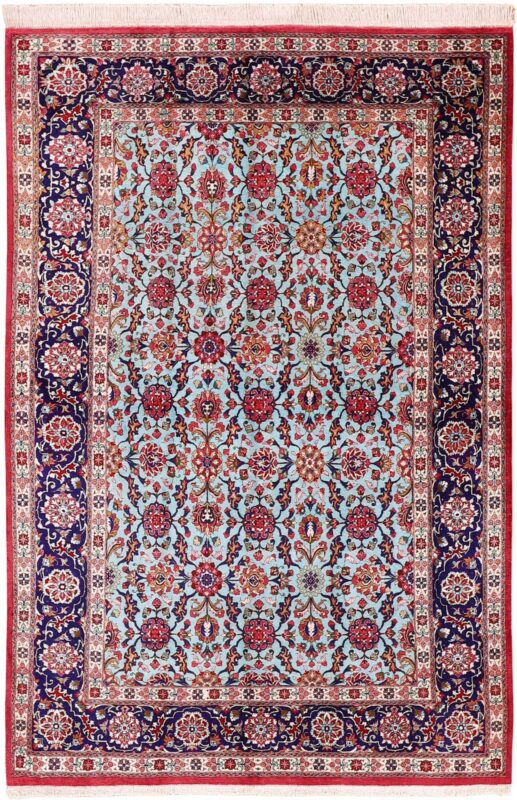 Ghom Perserteppich 135 × 200 cm, Seide, handgeknüpft