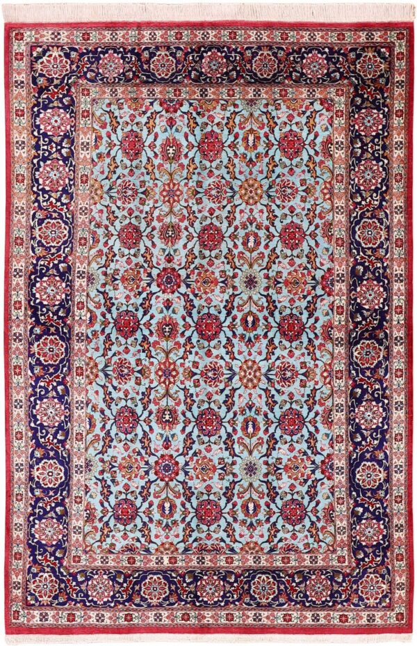 Ghom Perserteppich 135 × 200 cm, Seide, handgeknüpft