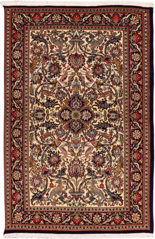 Ghom Perserteppich 135 × 219 cm, Schurwolle Seide, handgeknüpft