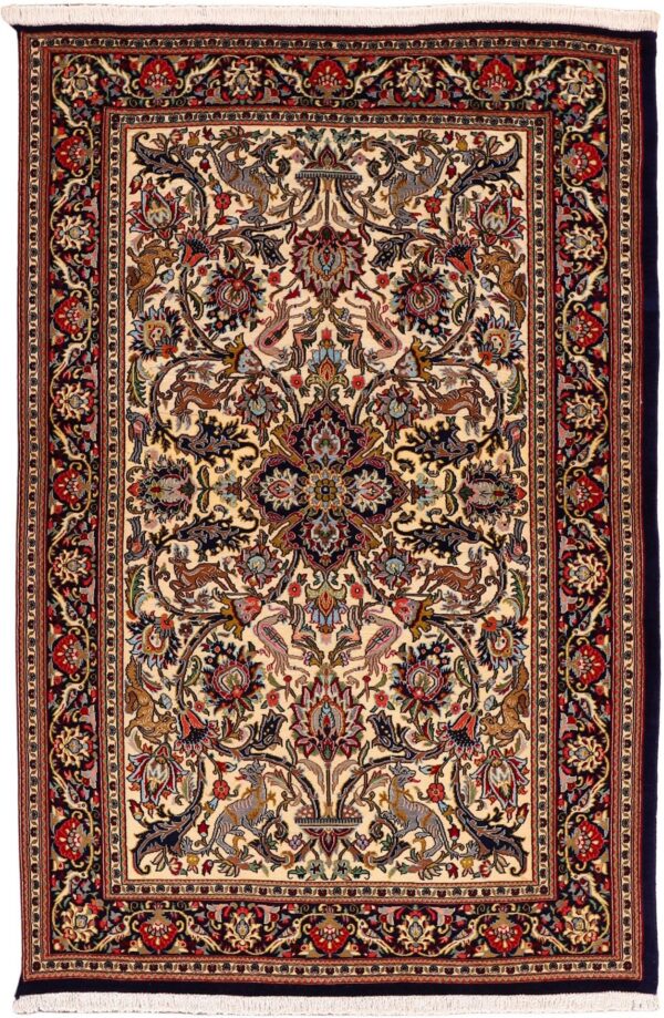 Ghom Perserteppich 135 × 219 cm, Schurwolle Seide, handgeknüpft