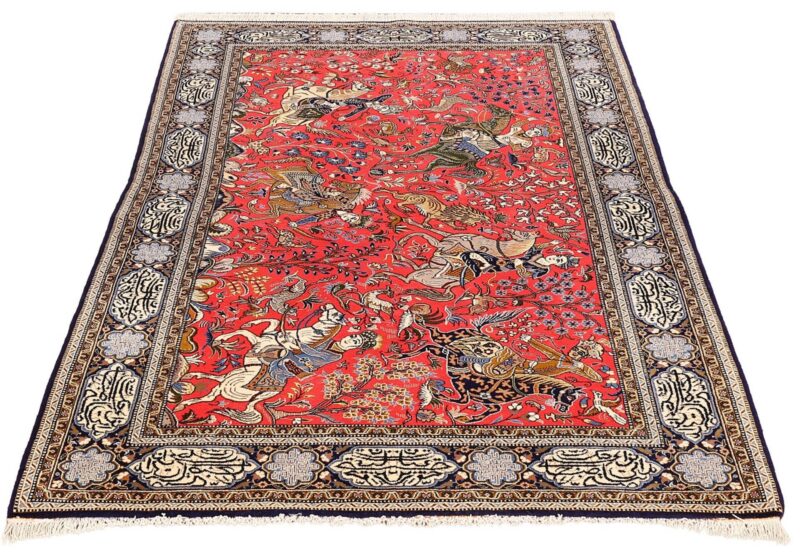 Ghom Perserteppich 137 × 212 cm, Schurwolle und Seide, handgeknüpft