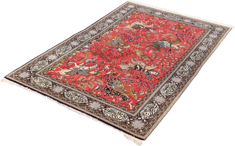 Ghom Perserteppich 137 × 212 cm, Schurwolle und Seide, handgeknüpft