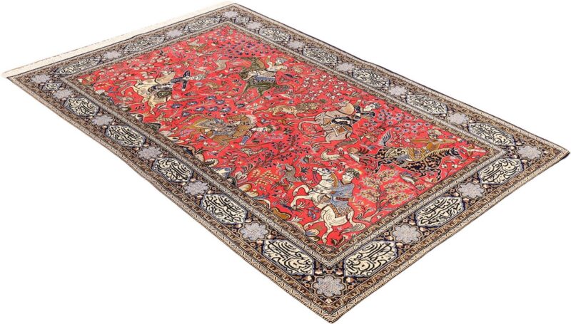 Ghom Perserteppich 137 × 212 cm, Schurwolle und Seide, handgeknüpft