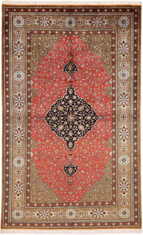 Ghom Perserteppich 140 × 225 cm, Seide, handgeknüpft