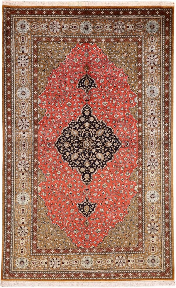 Ghom Perserteppich 140 × 225 cm, Seide, handgeknüpft