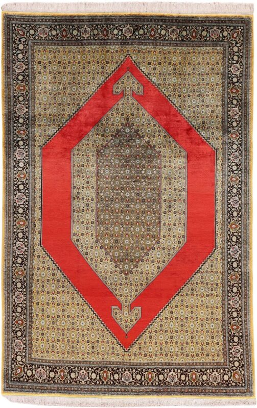 Ghom Perserteppich 206 × 316 cm, Seide, handgeknüpft exklusiv