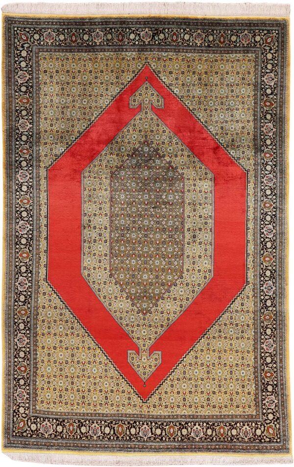 Ghom Perserteppich 206 × 316 cm, Seide, handgeknüpft exklusiv