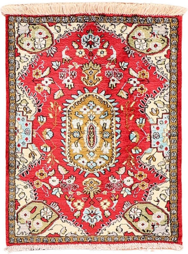 Ghom Perserteppich 56 × 75 cm, Seide, handgeknüpft exklusiv