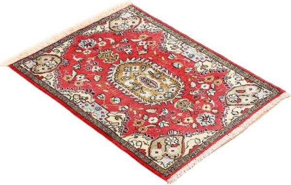 Ghom Perserteppich 56 × 75 cm, Seide, handgeknüpft exklusiv