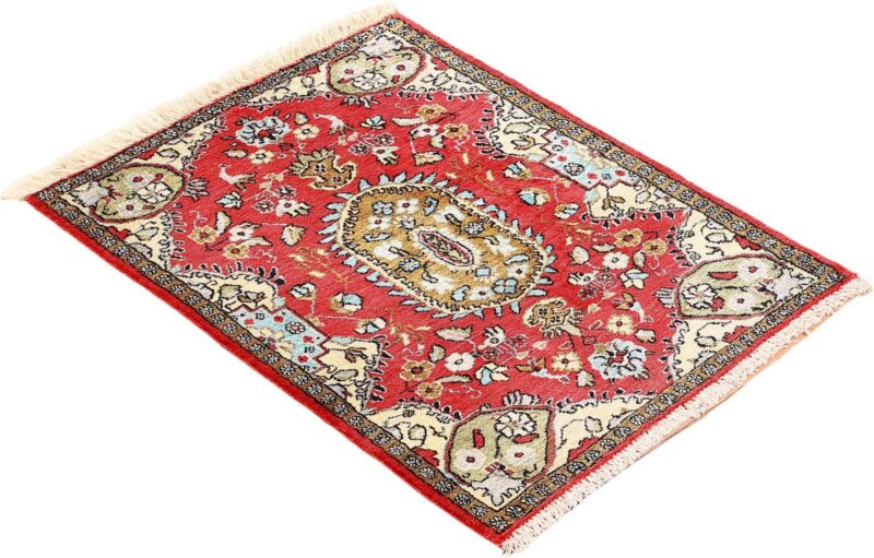 Ghom Perserteppich 56 × 75 cm, Seide, handgeknüpft exklusiv