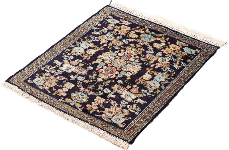 Ghom Perserteppich 57 × 74 cm, Seide, handgeknüpft