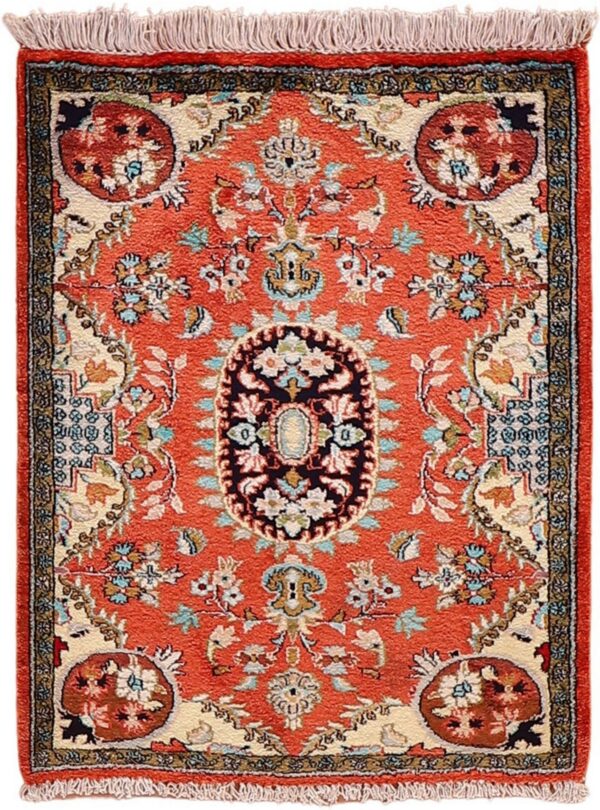 Ghom Perserteppich 58 × 75 cm, Seide, handgeknüpft exklusiv