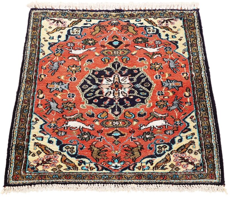 Ghom Perserteppich 58 × 78 cm, Seide, handgeknüpft exklusiv