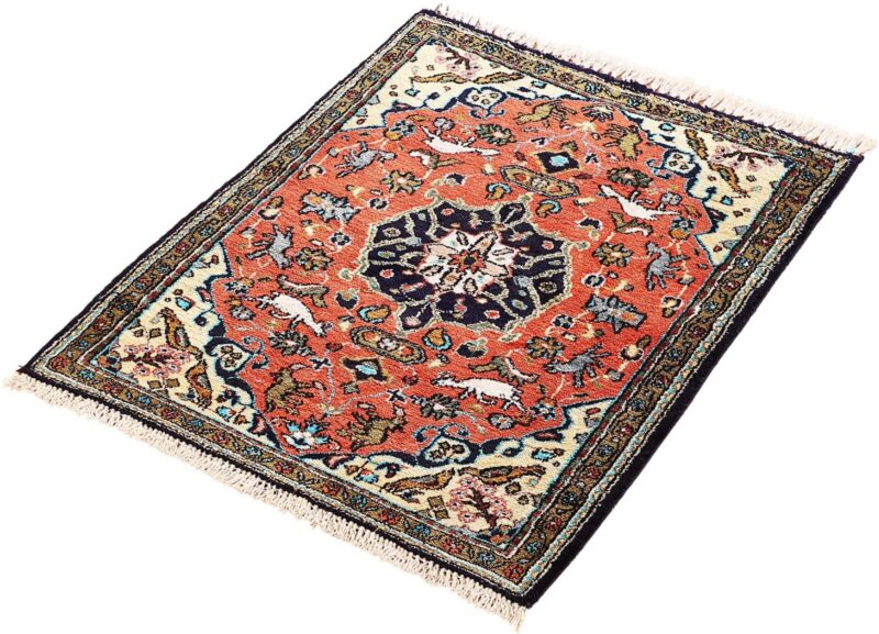 Ghom Perserteppich 58 × 78 cm, Seide, handgeknüpft exklusiv