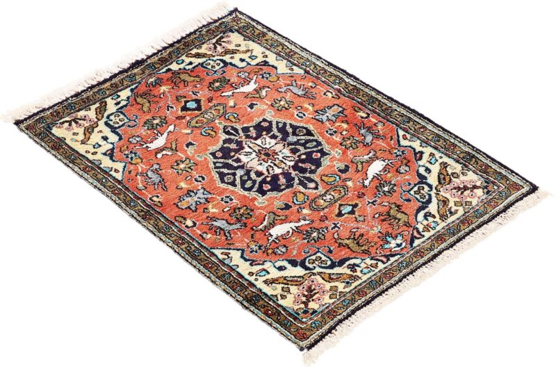 Ghom Perserteppich 58 × 78 cm, Seide, handgeknüpft exklusiv