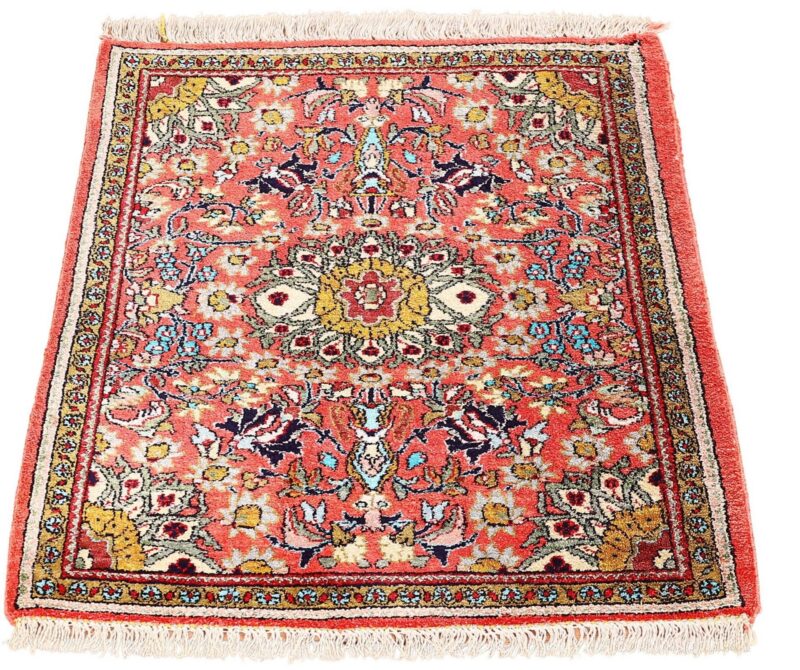 Ghom Perserteppich 60 × 77 cm, Seide, handgeknüpft exklusiv