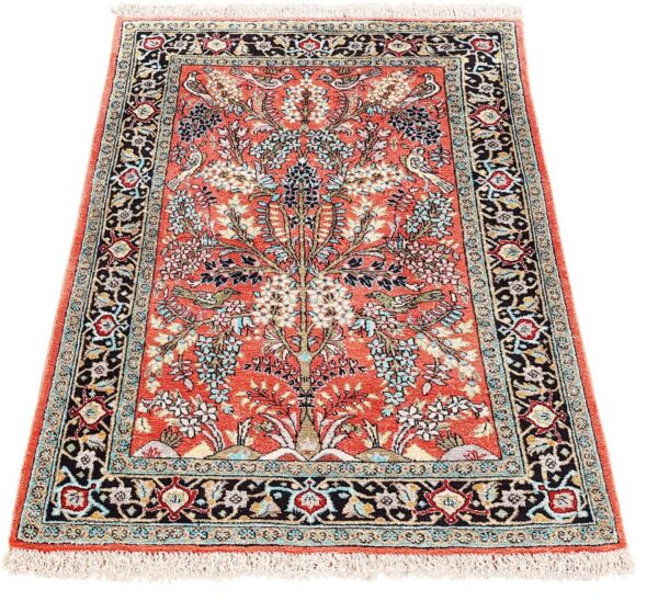 Ghom Perserteppich 72 × 122 cm, Seide, handgeknüpft exklusiv
