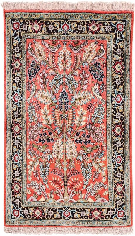 Ghom Perserteppich 72 × 122 cm, Seide, handgeknüpft exklusiv