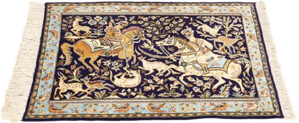 Ghom Perserteppich 74 × 104 cm, Schurwolle und Seide, handgeknüpft
