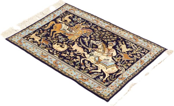 Ghom Perserteppich 74 × 104 cm, Schurwolle und Seide, handgeknüpft