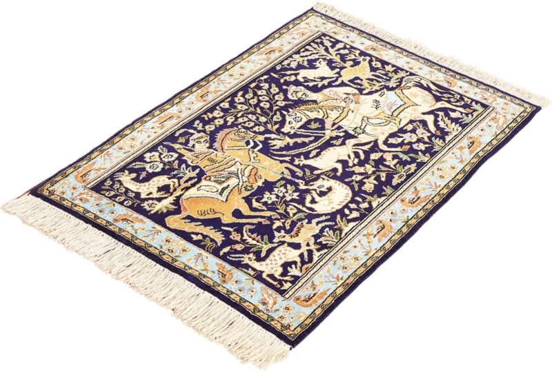 Ghom Perserteppich 74 × 104 cm, Schurwolle und Seide, handgeknüpft