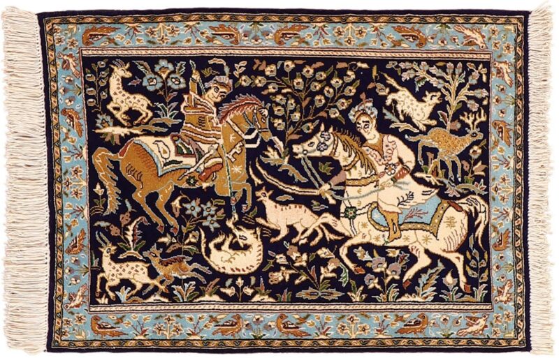 Ghom Perserteppich 74 × 104 cm, Schurwolle und Seide, handgeknüpft
