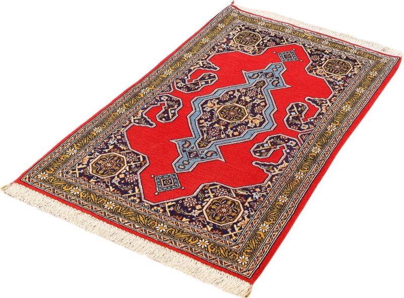 Ghom Perserteppich 75 × 132 cm, Schurwolle und Seide, handgeknüpft