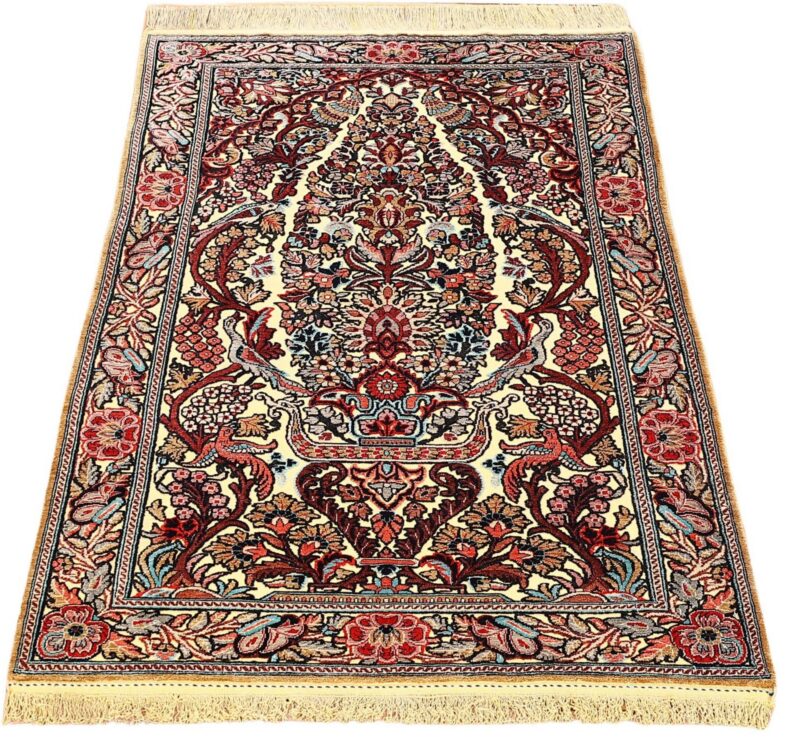Ghom Perserteppich 77 × 133 cm, Seide, handgeknüpft