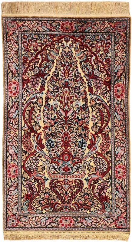 Ghom Perserteppich 77 × 133 cm, Seide, handgeknüpft