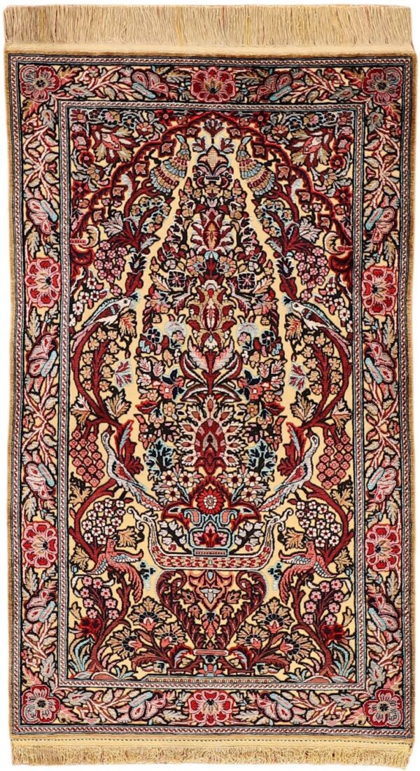 Ghom Perserteppich 77 × 133 cm, Seide, handgeknüpft